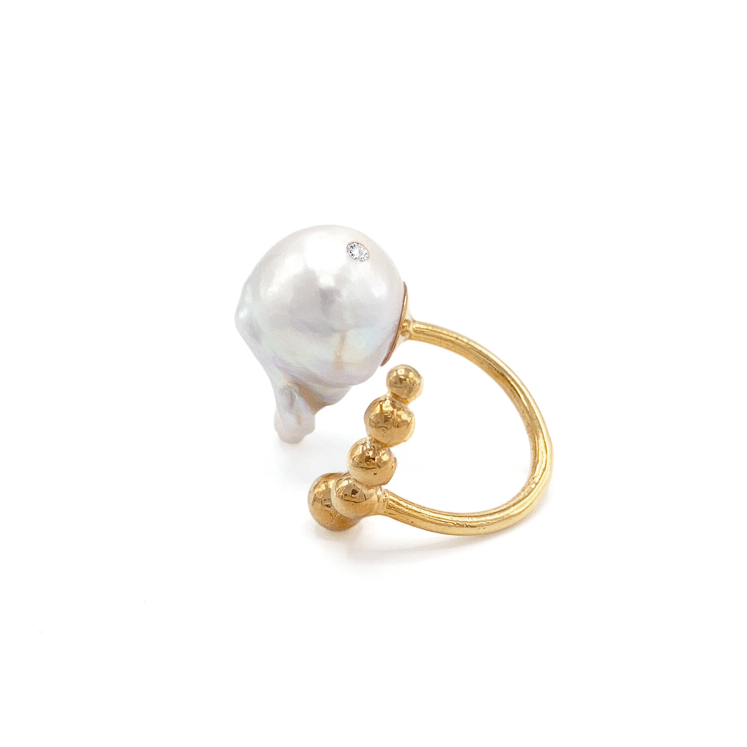14k Gold Baroque Pearl Statement Ring