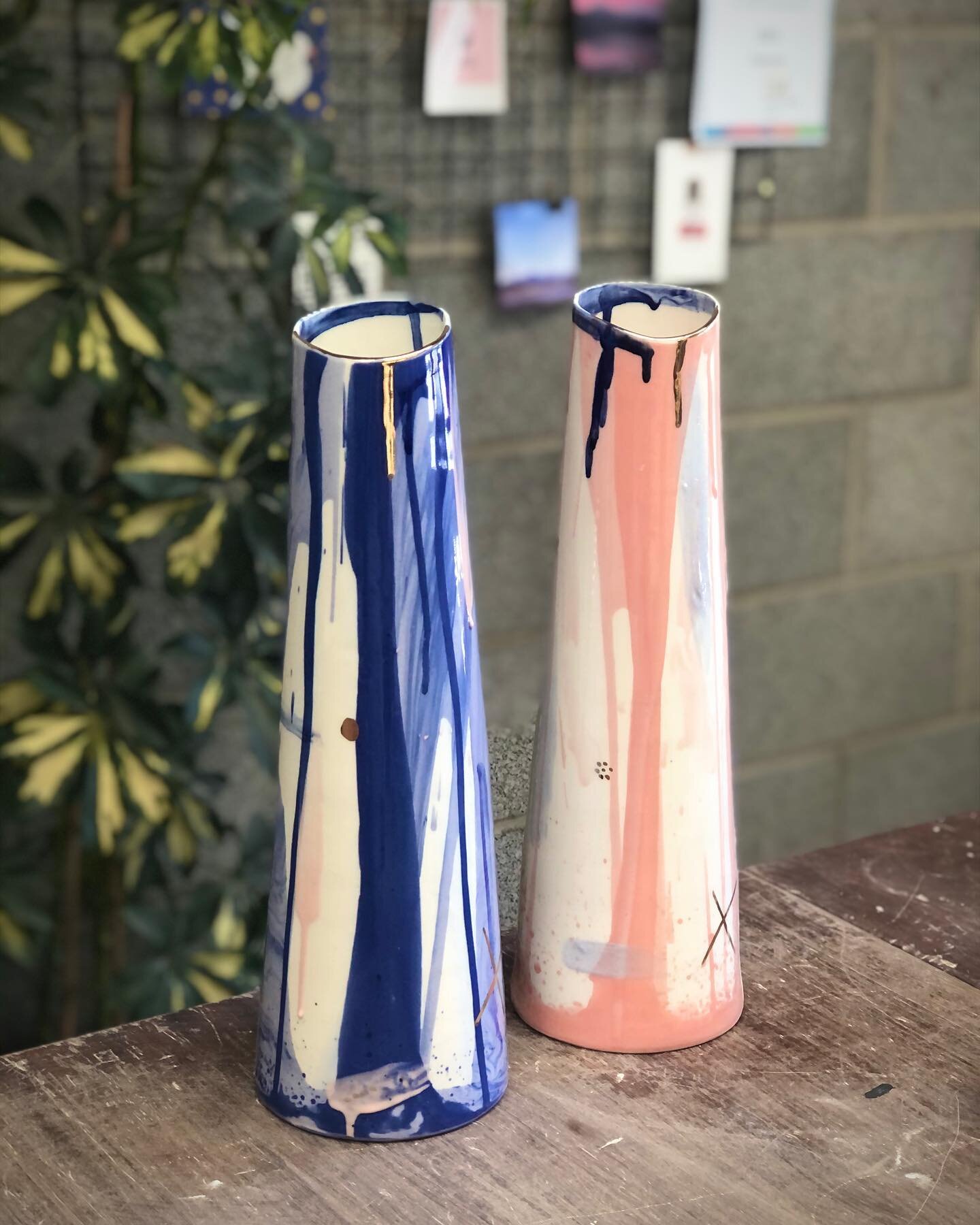 New work heading down to Waterford this week including tall vessels from the Bay Collection. I absolutely LOVE making these, each piece unique as the marbled clay travels around the mould in completely random ways leaving beautiful marks, drips and t