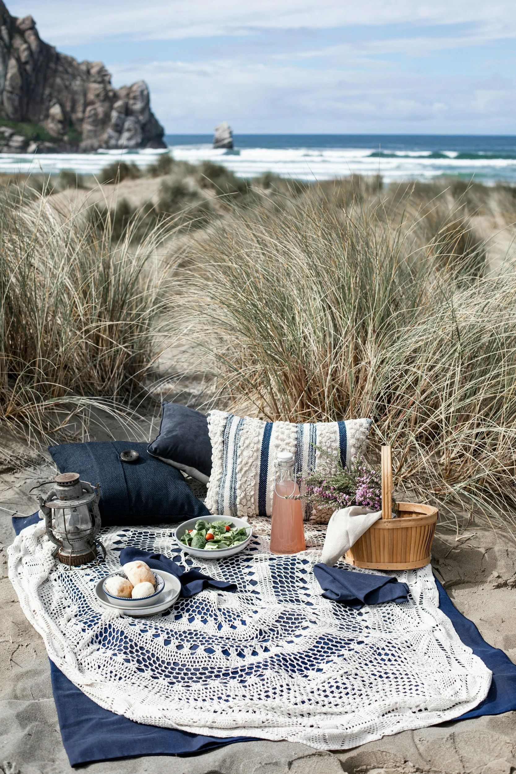 picnic blanket on the beach