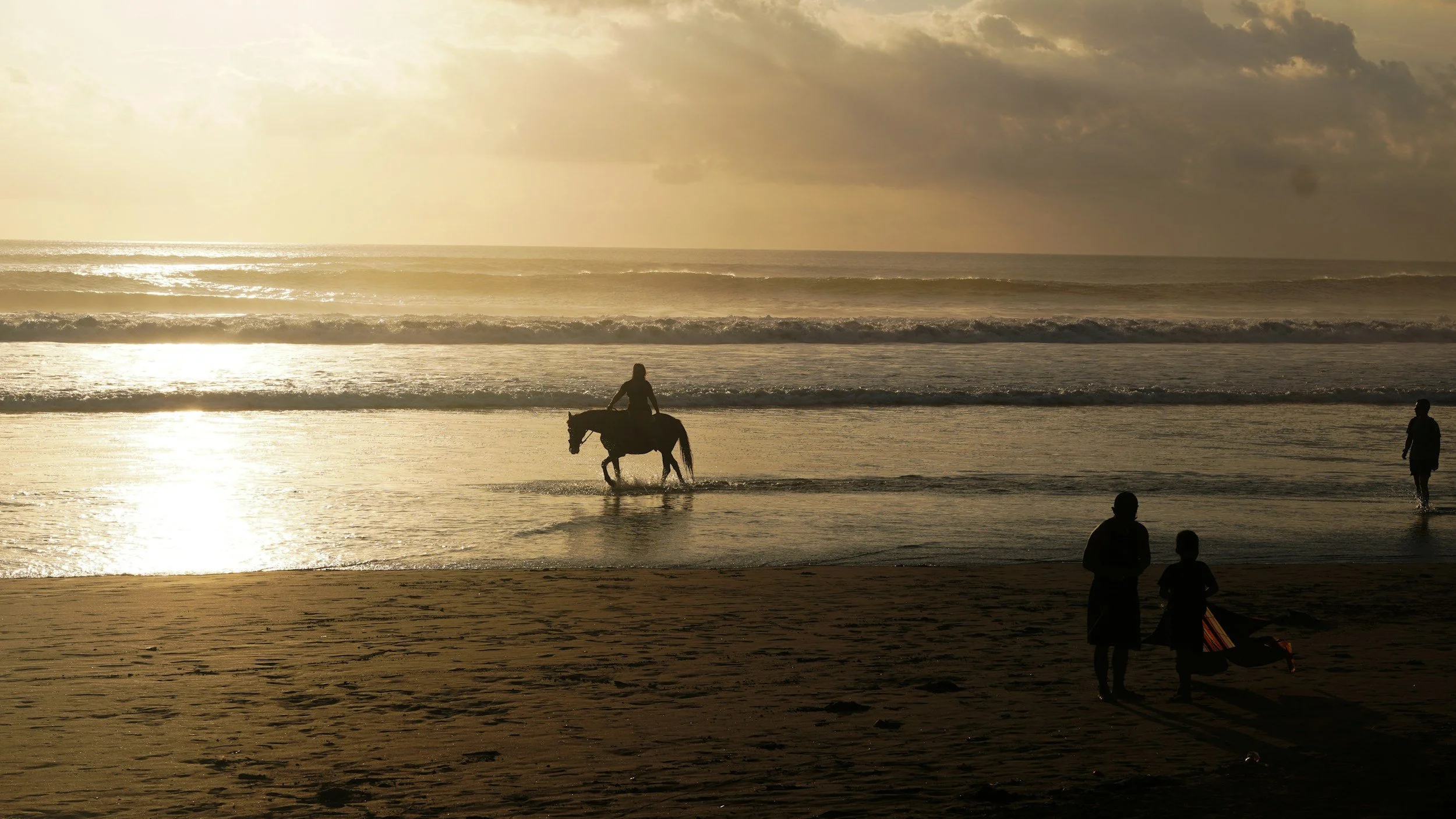 Riding a horse on the beach