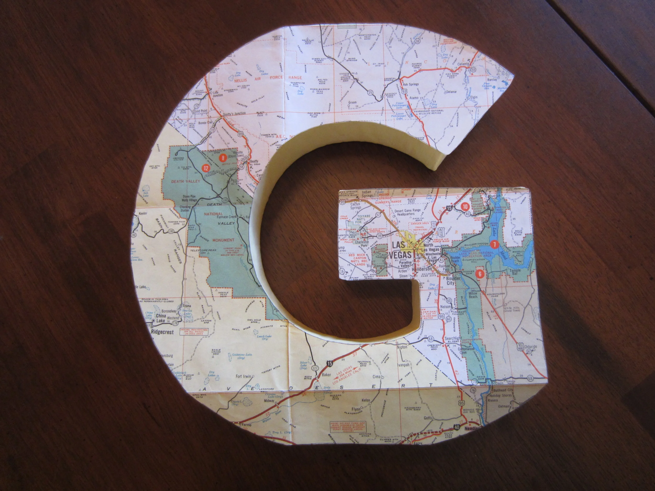 Decoupaged with map of Las Vegas