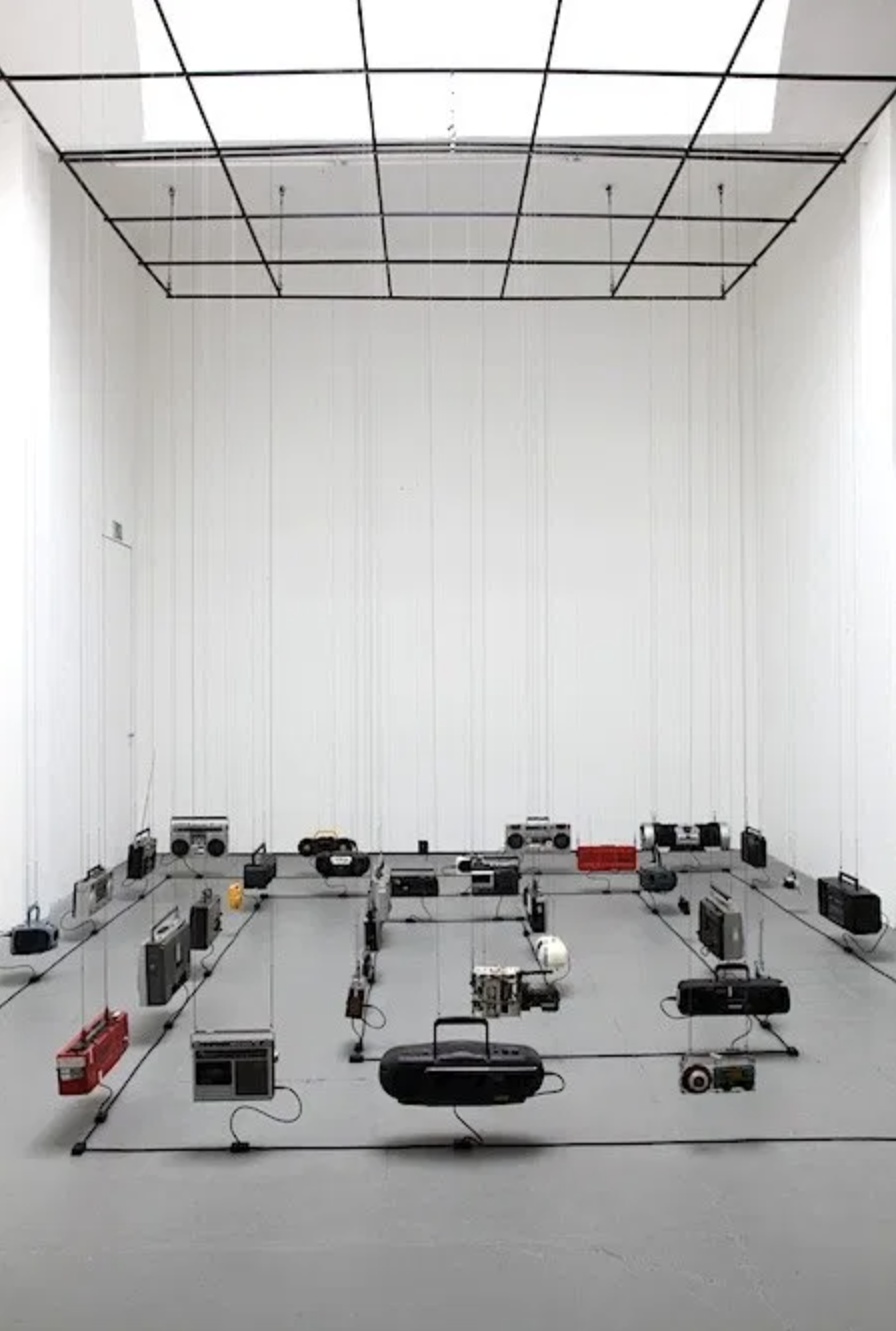 Maia Urstad gathering of sonic details about time and place from local radio stations around the world, which are woven together in a subtle polyphony of voices, tones and white noise, transmitted via local FM-frequencies by a spiraling, labyrinthin…
