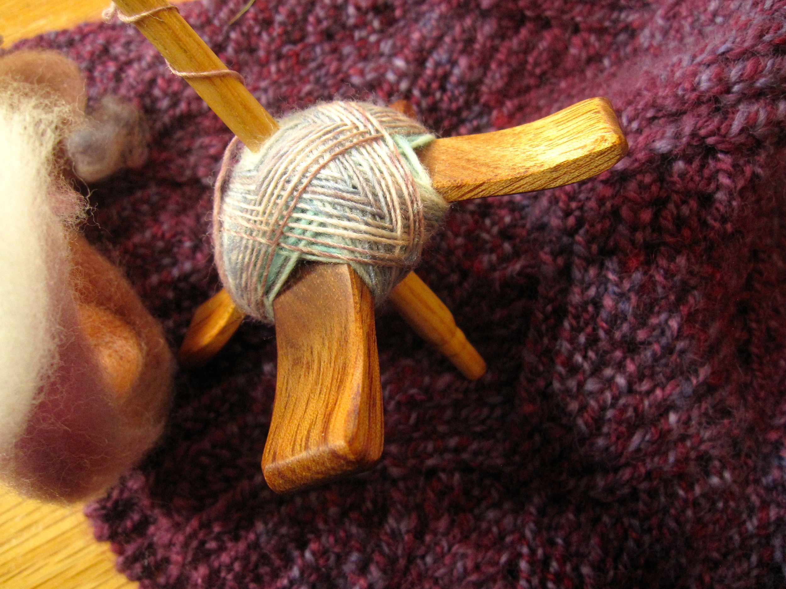 Handspun hat, and the next handspun hat (in progress)