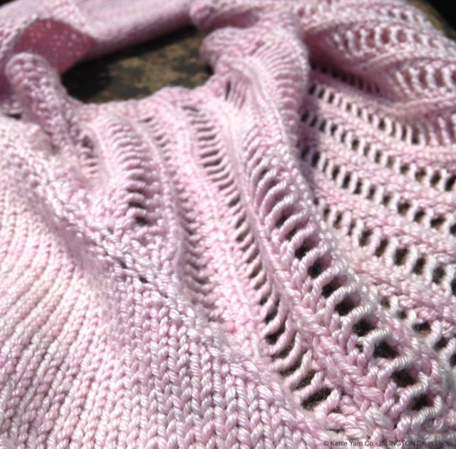 Bagatelle Cowl in Islington DK in "Peony", image copyright 2015 Juju Vail for Kettle Yarn Co.