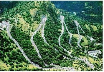 Some of the 21 hairpin turns of Alpe d'Huez