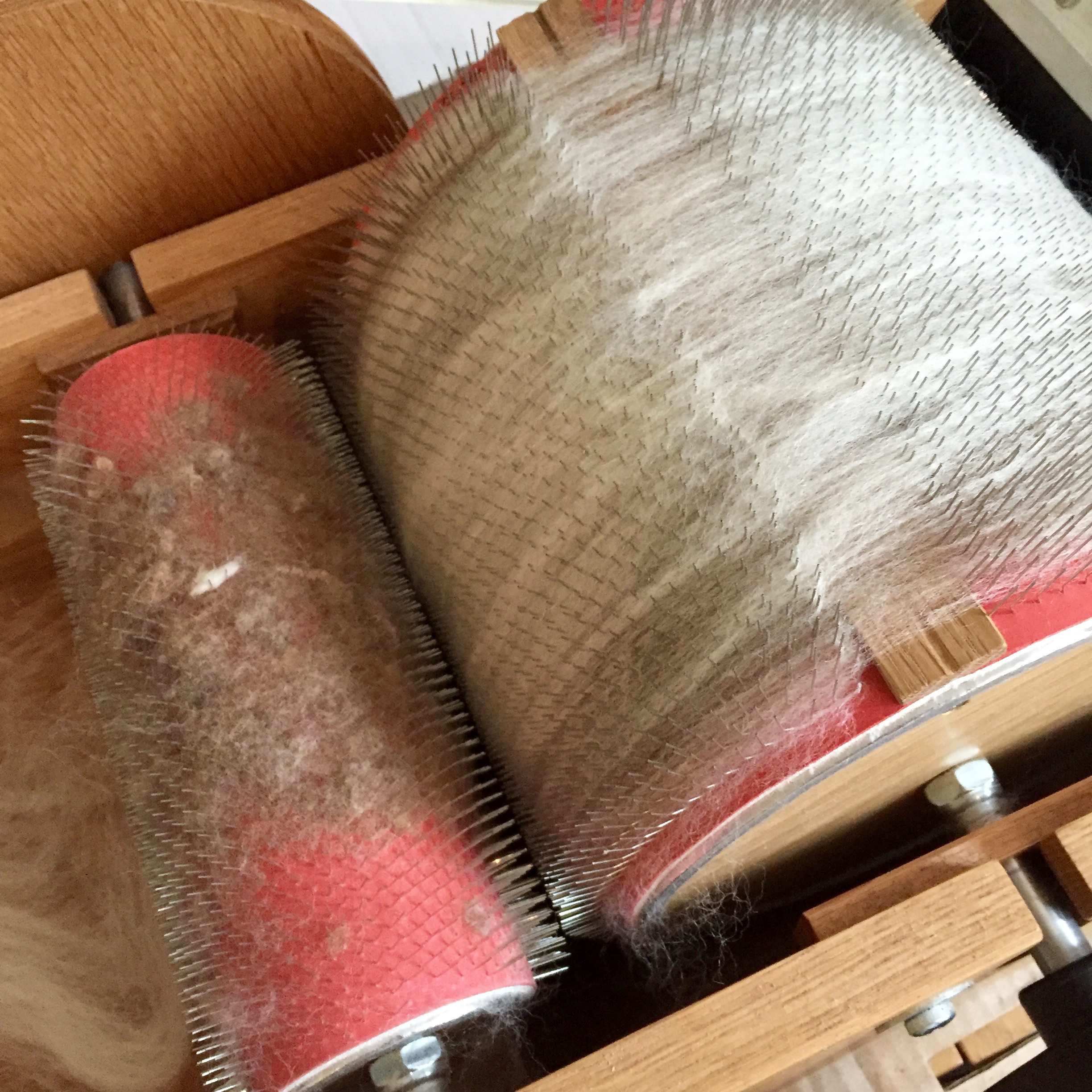 Corriedale/BFL batt in progress