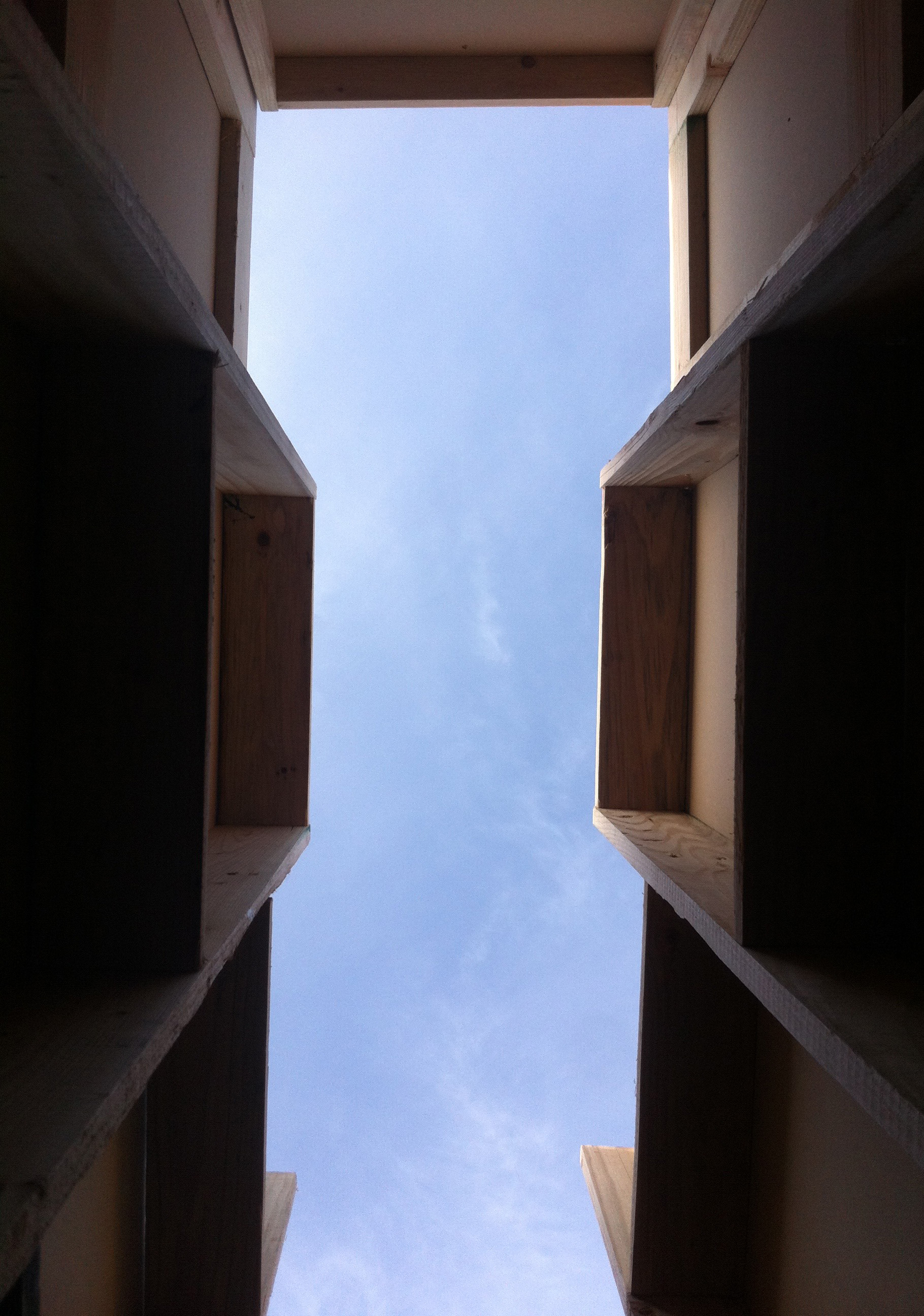 A view of the sky from deep inside the Monolith .