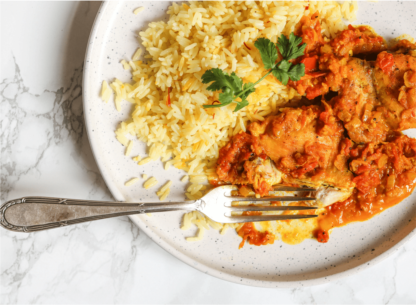 Simple Chicken Curry with Saffron Rice