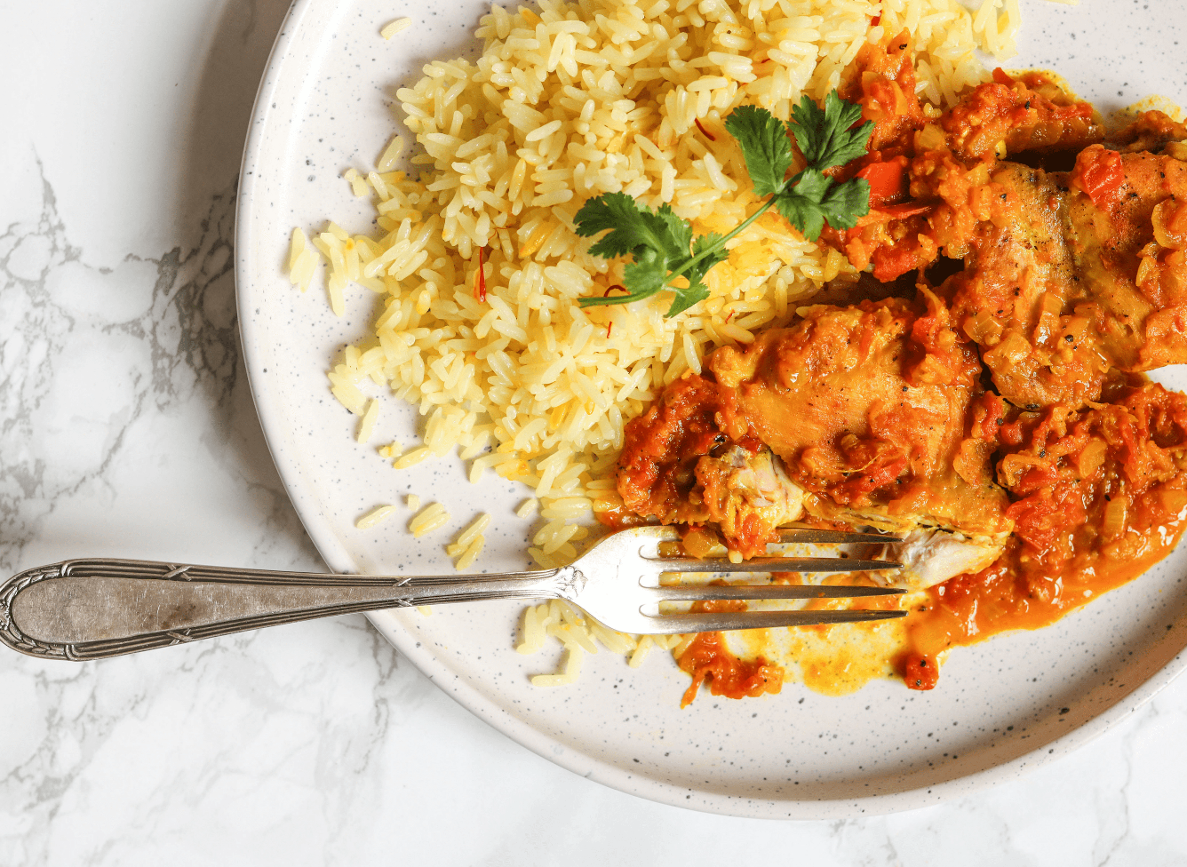 Simple Chicken Curry with Saffron Rice
