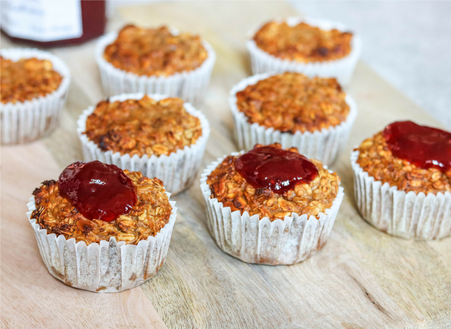Peanut Butter and Jam Oat Muffins