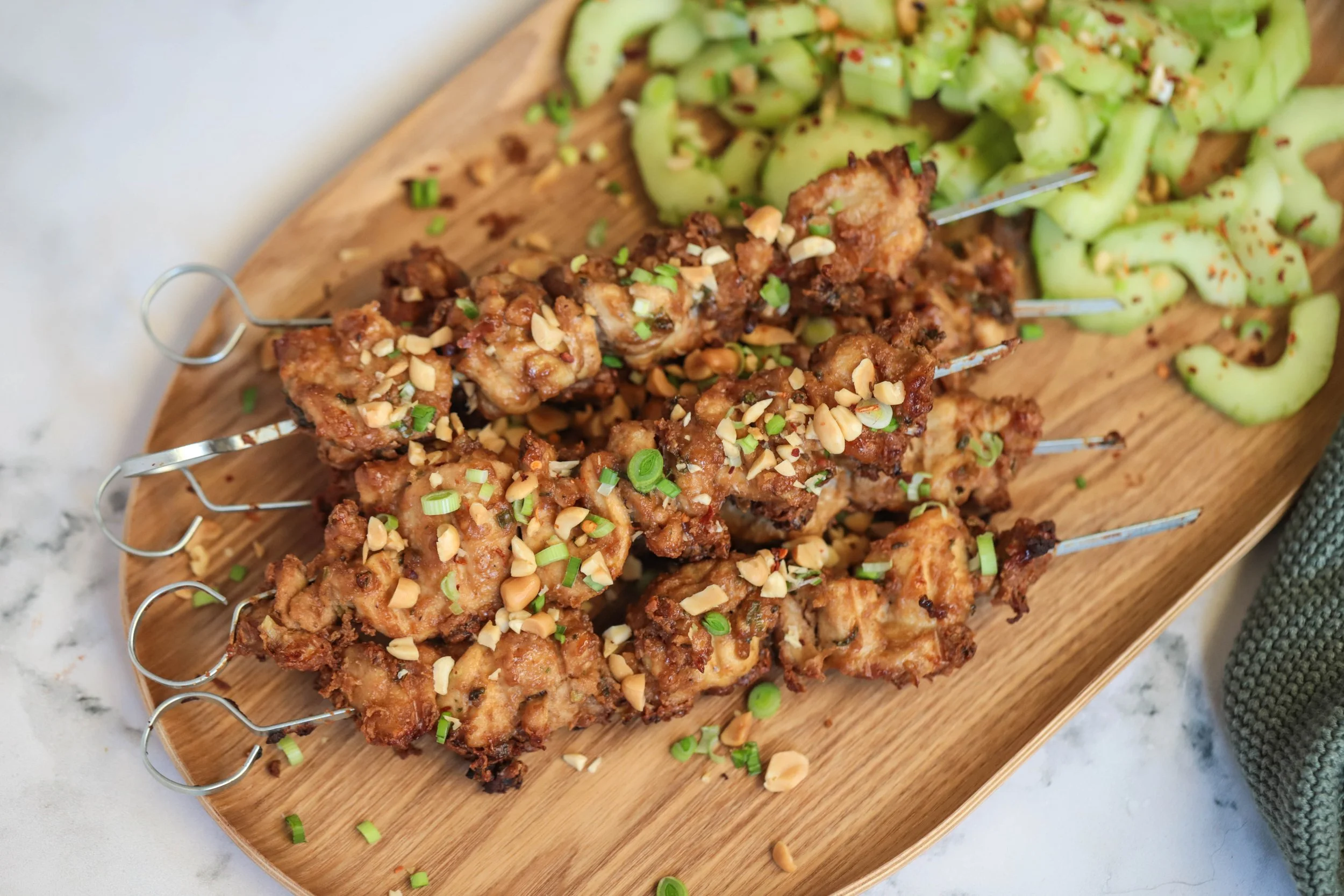 Marinated Peanut Sauce Chicken Skewers