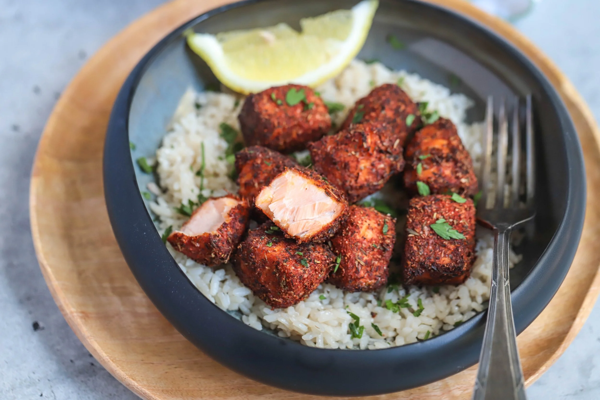 Spicy Cajun Style Salmon Bites