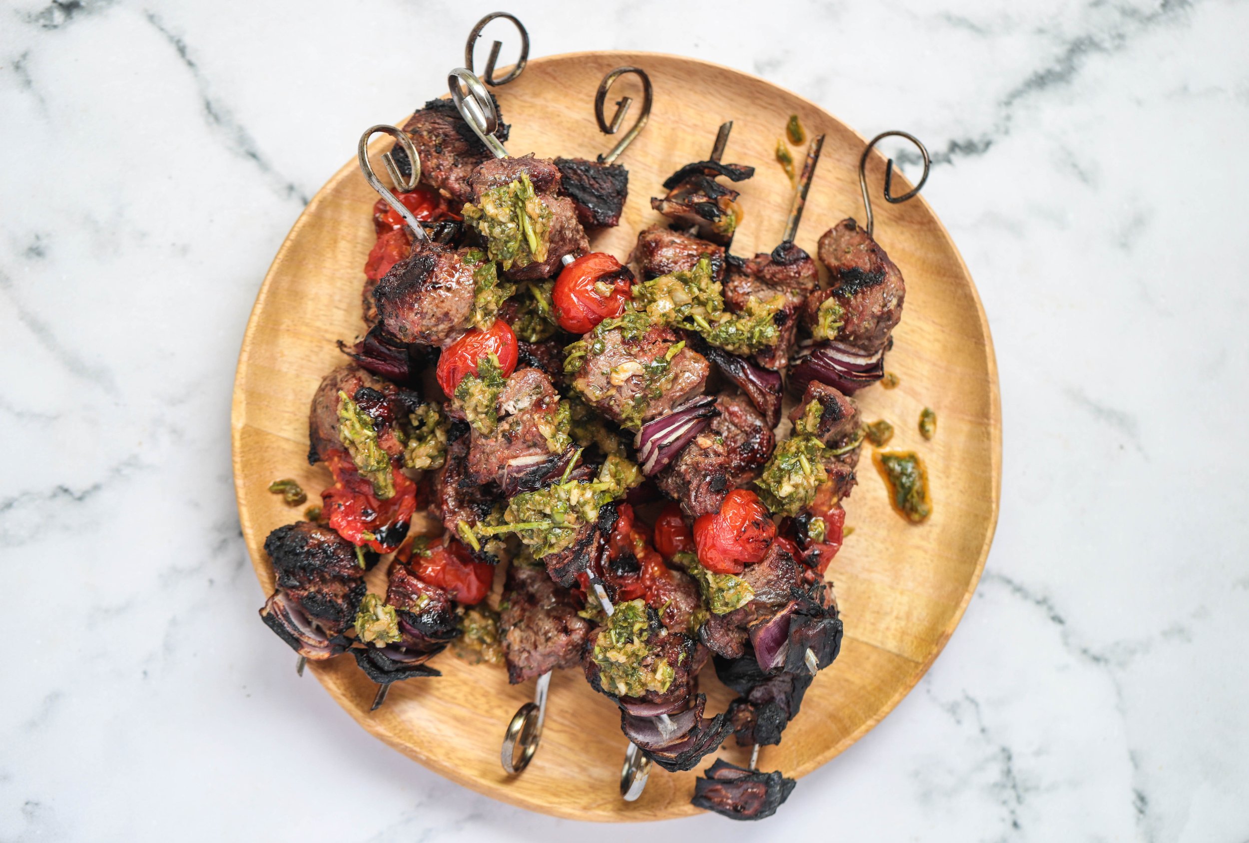 Beef Kabobs with Smoky Chimichurri