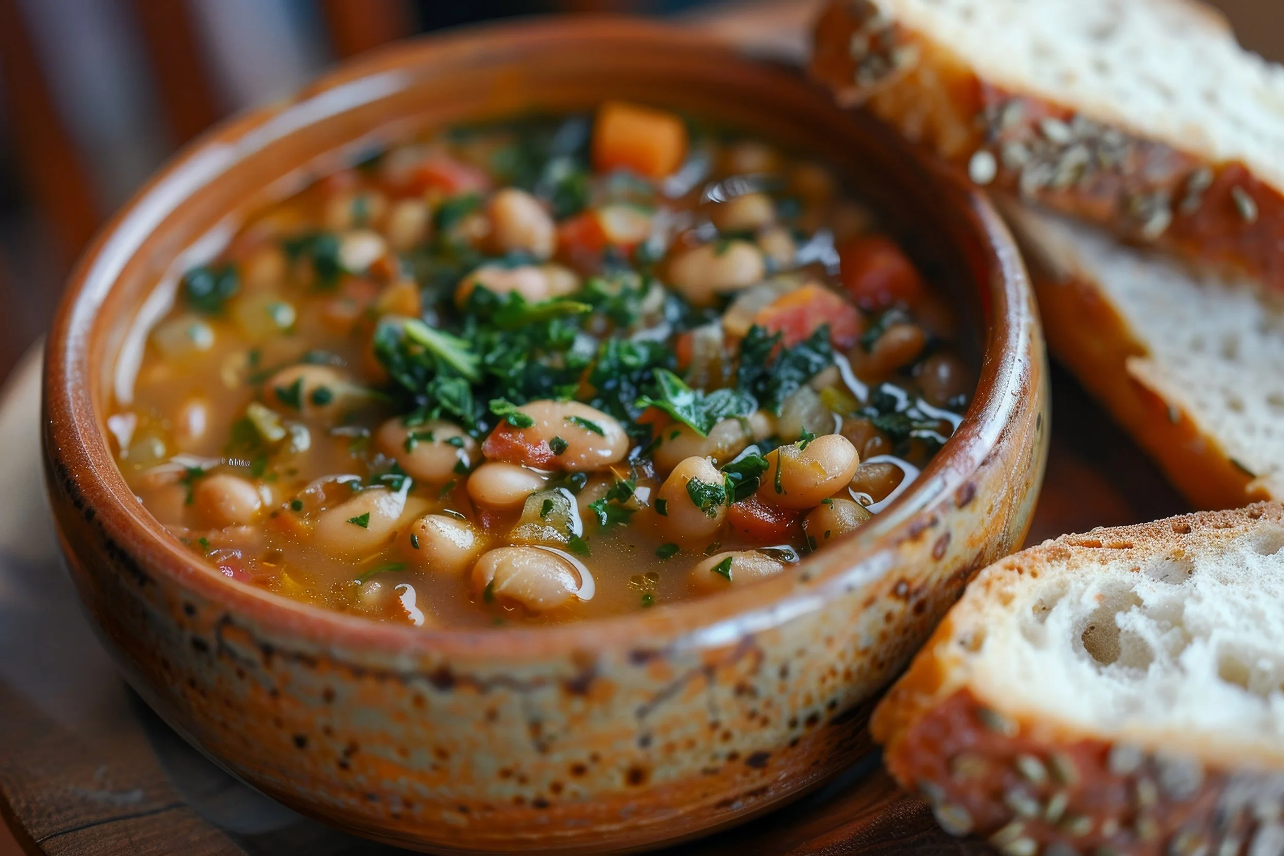 Kale, Escarole, White Bean, &amp; Sweet Potato Soup