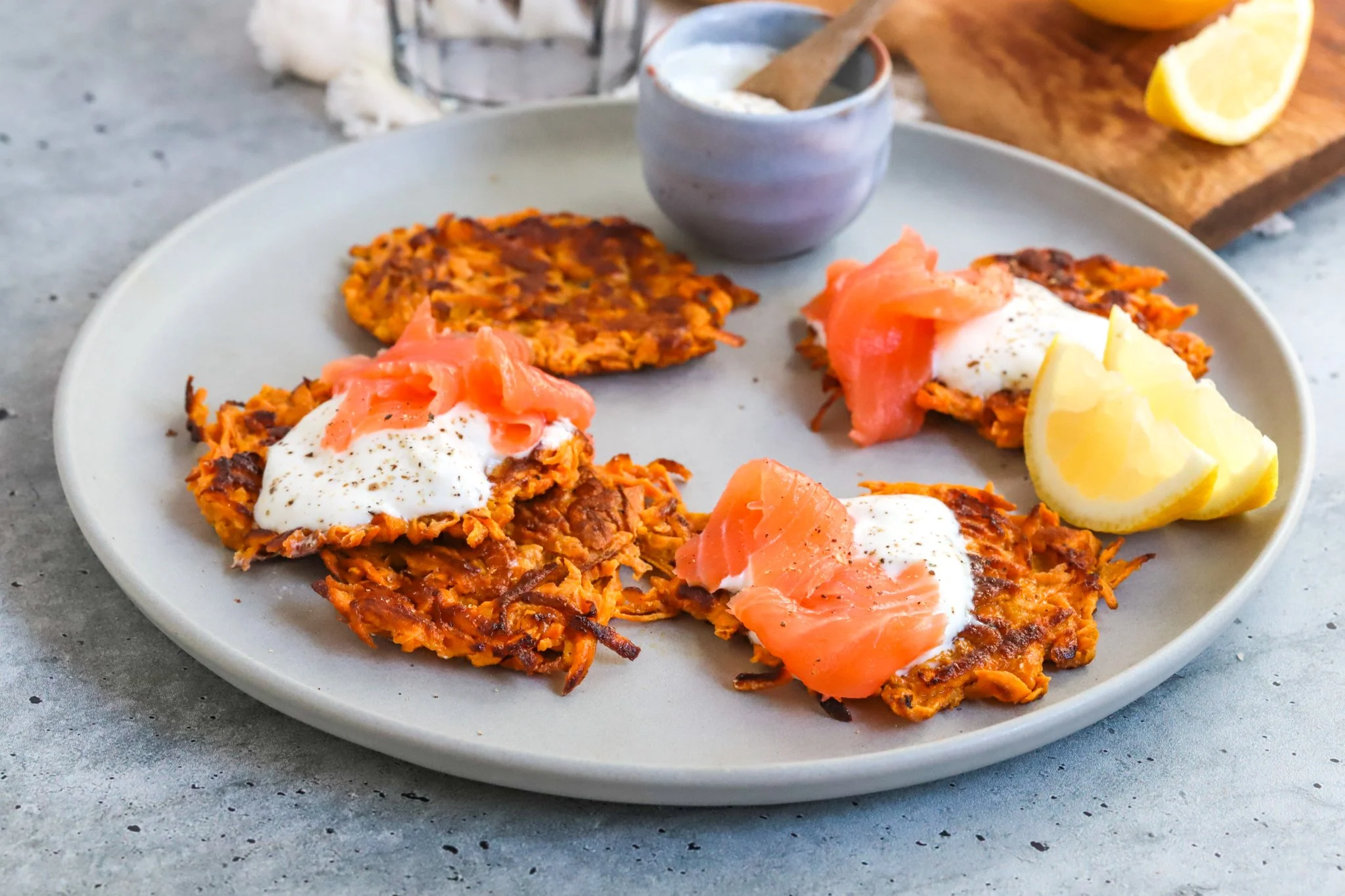 Sweet Potato Hash with Smoked Salmon