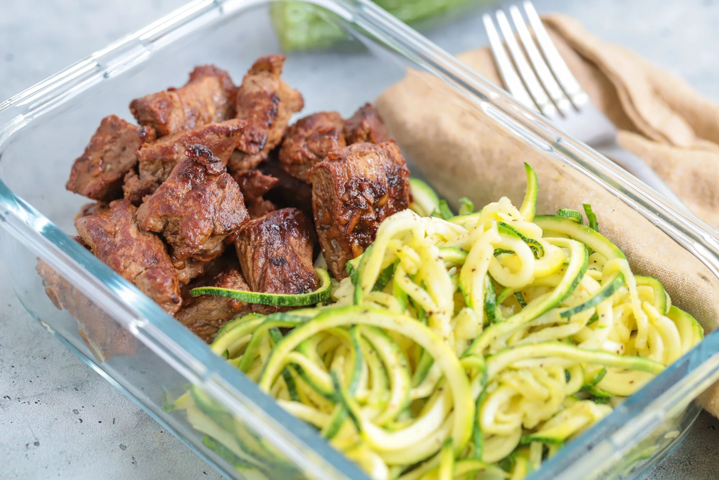 Keto Meal Prep Steak Bites &amp; Zoodles