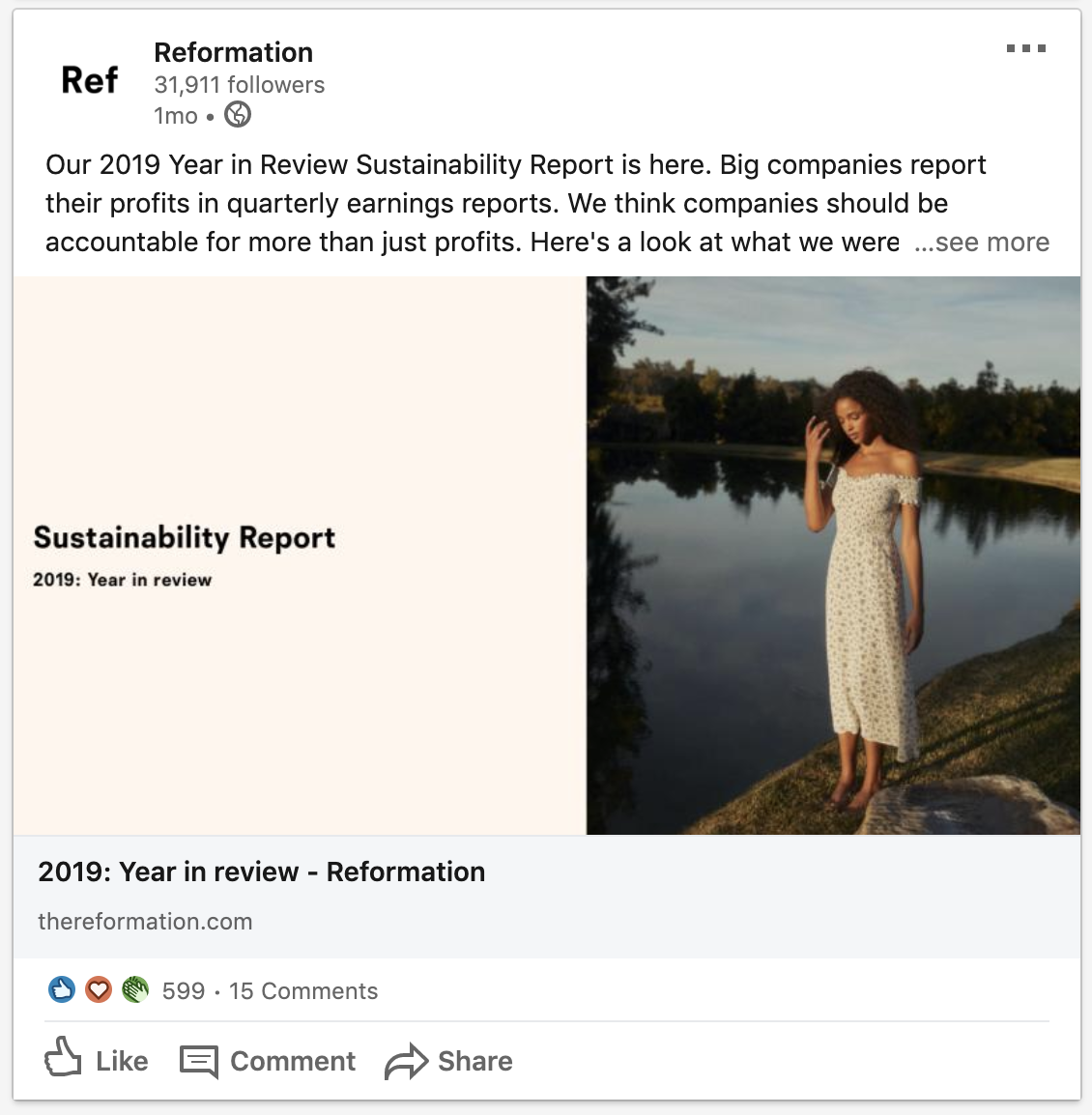Sustainable Transparency Example - Reformation