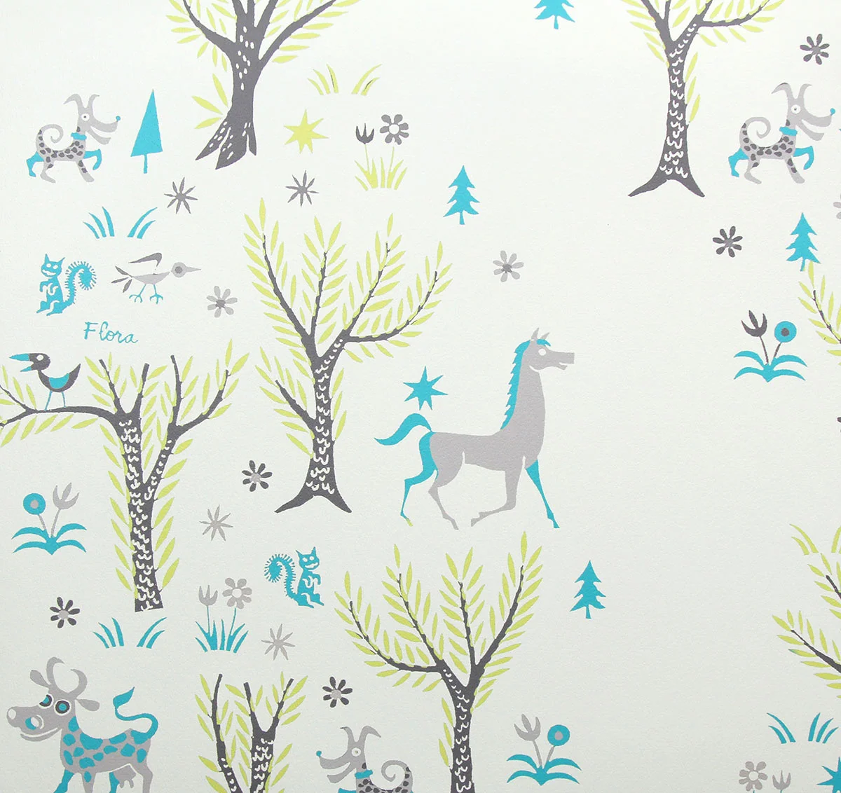 Forest Picnic, pale blue & green