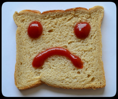 No food should be forbidden. Look how sad this piece of bread is when you totally exclude it from your life! 