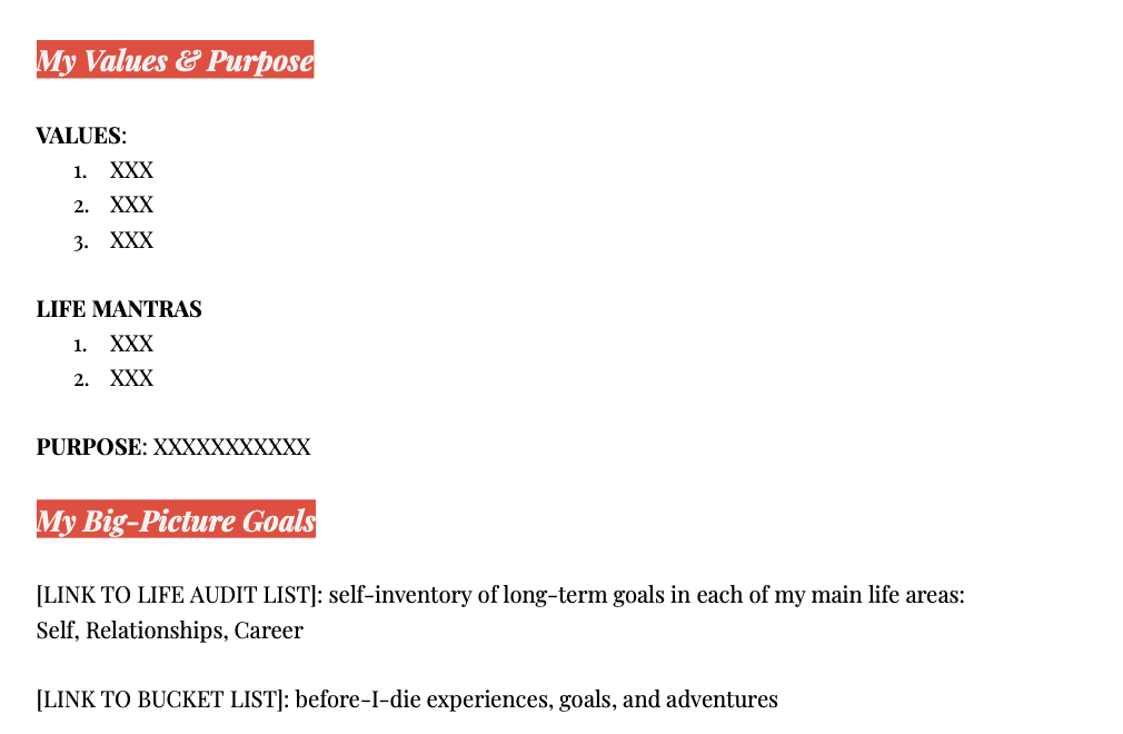 Annual Self-Review Template