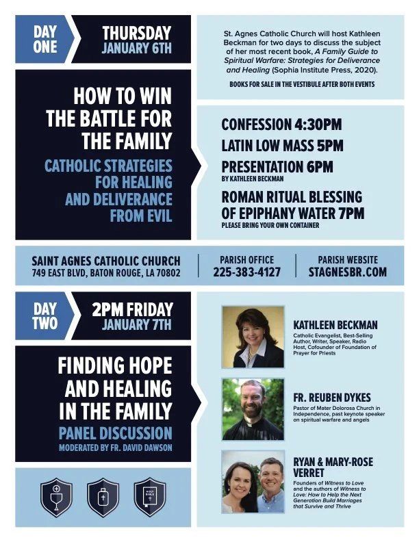 St. Agnes Parish Retreat: Baton Rouge, LA. "How to Win the Battle for the Family"