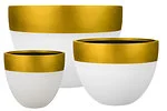 GRC Pot - White Dipped Gold Rim