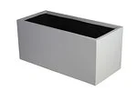example of a rectangle trough grc planter in a light grey painted finish