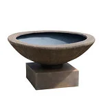 Example of a CHISELED bowl on a square Plinth in cast iron colour