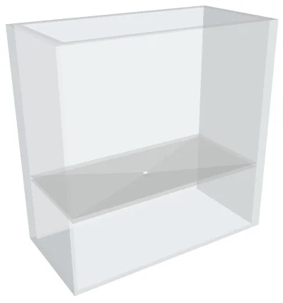 TRANSPARENT view of the h-planter showing its unique raised floor