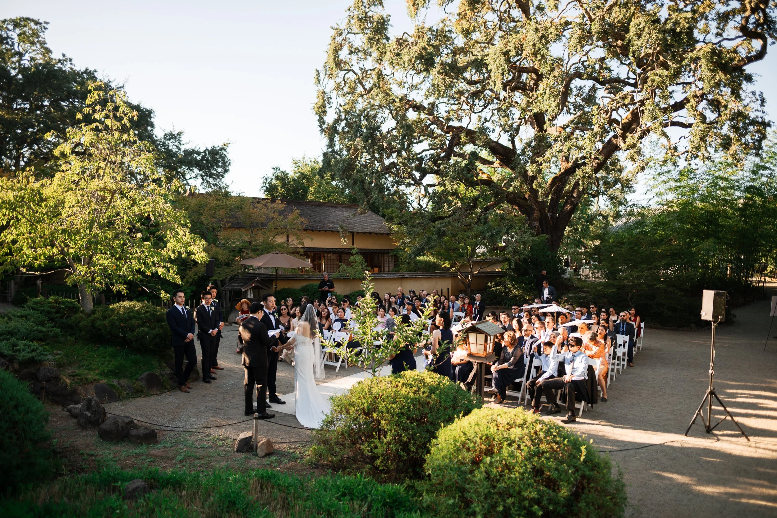 A wedding ceremony at Hakone Gardens and Estates in Saratoga, CA