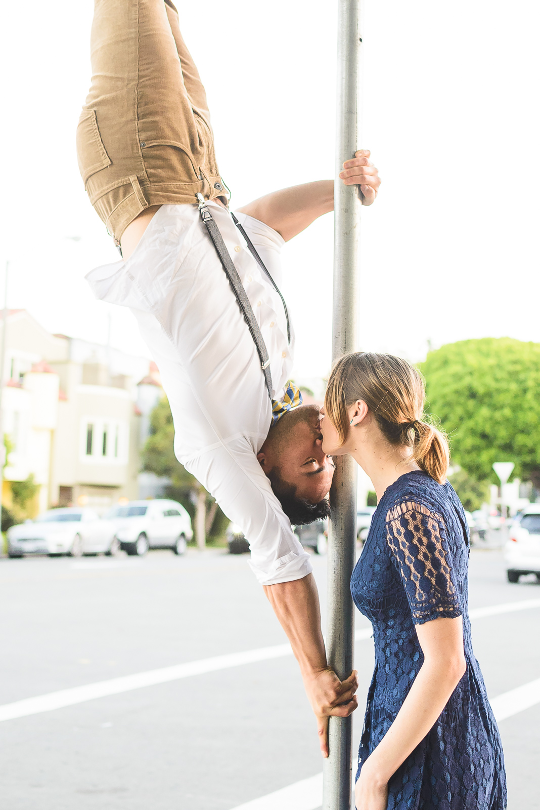 Upside down pole kiss