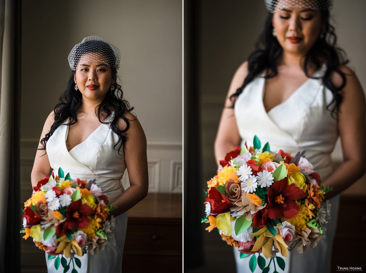 Wedding bride window light portrait