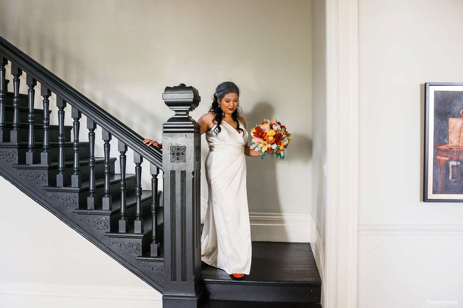 First look Ellen Kenna House Oakland Wedding