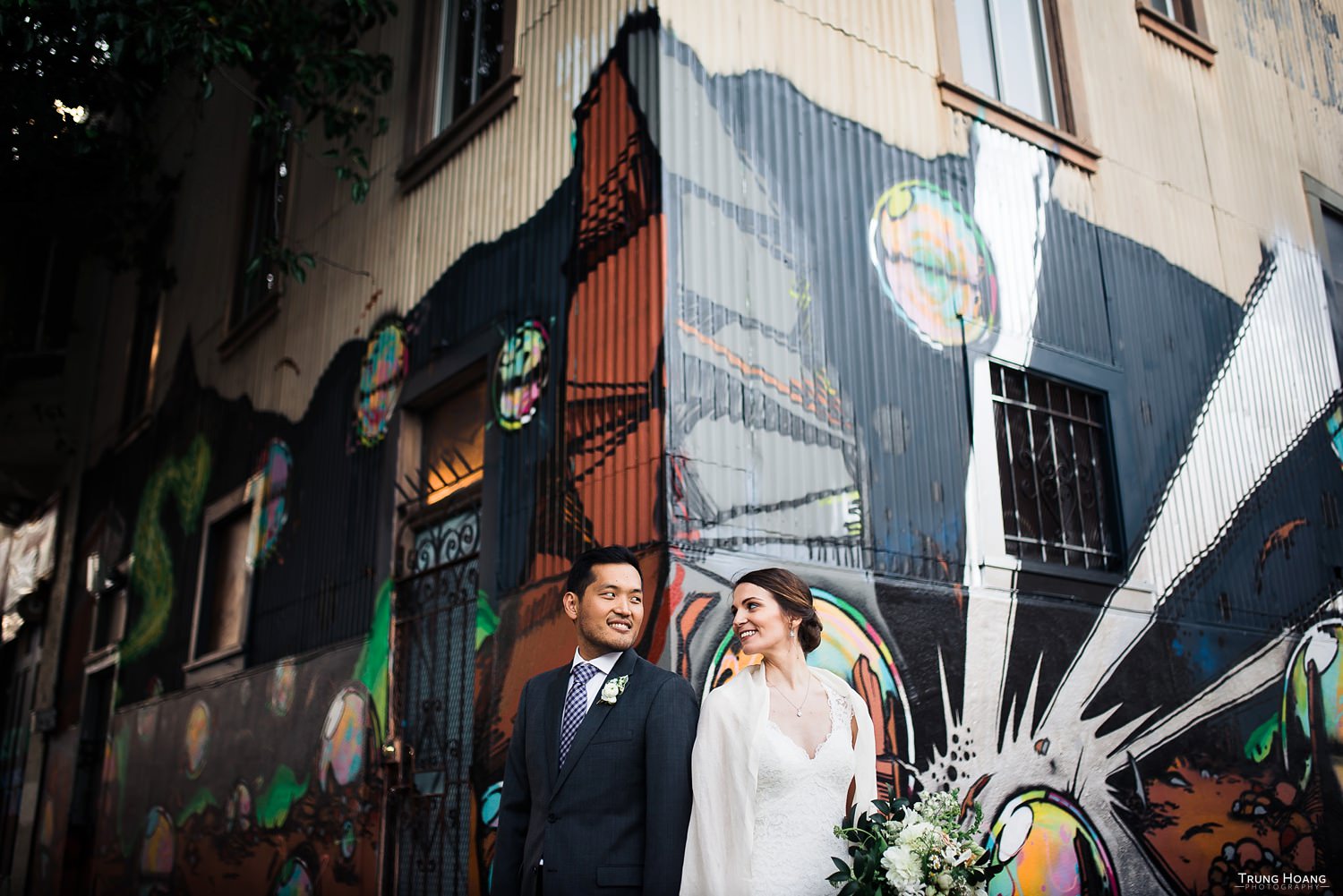 Urban graffiti couples portrait