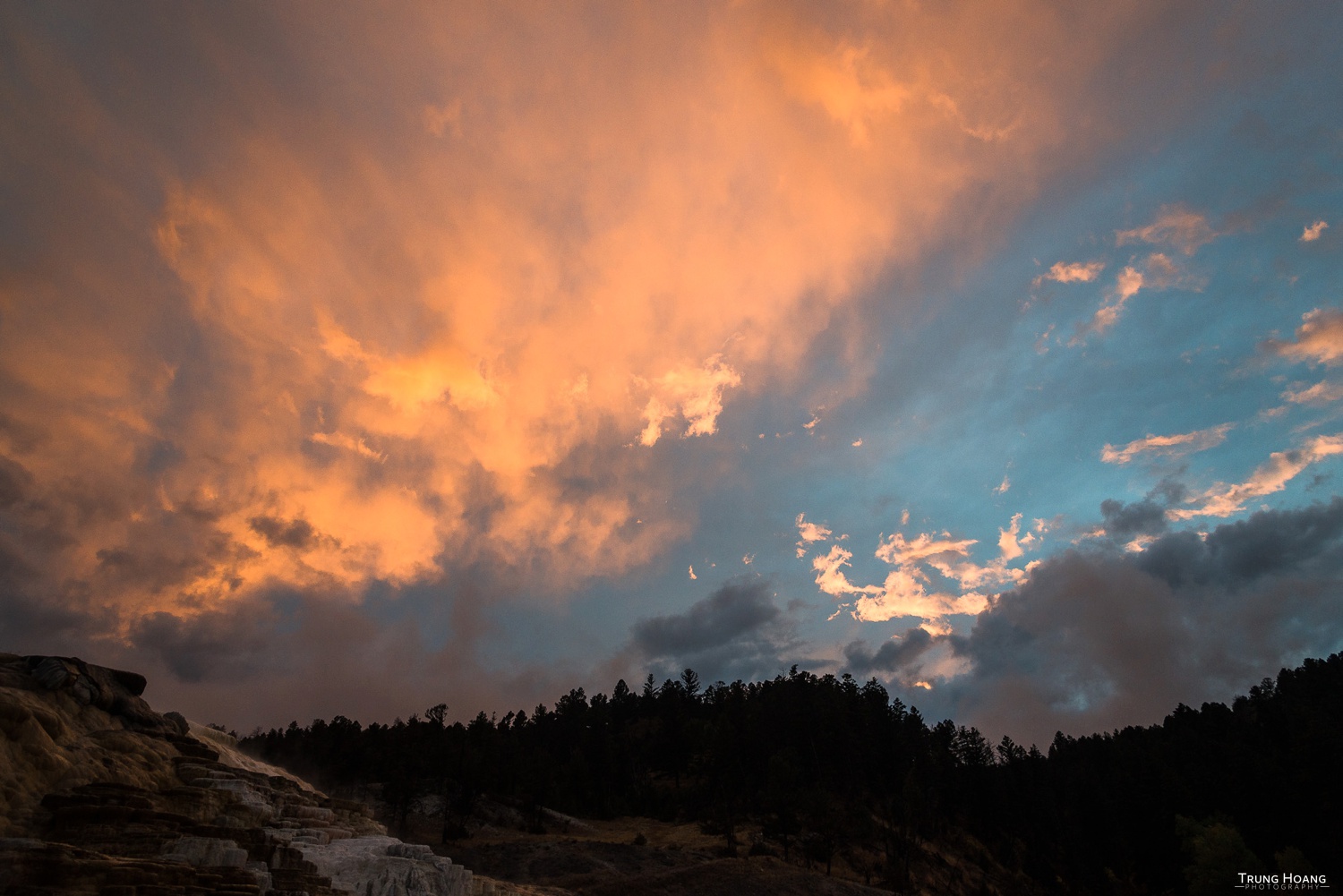 Sunset at Mammoth Hot Springs in Yellowstone National Park