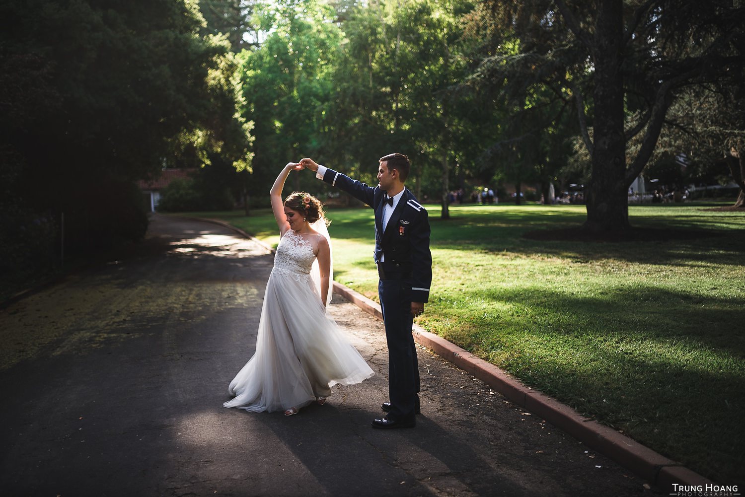 Spinning dress wedding day photo