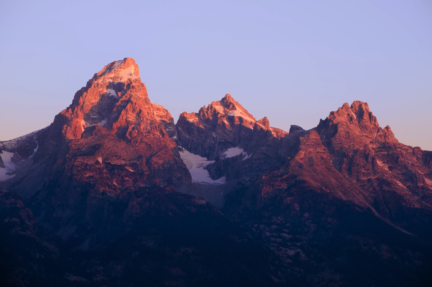 Alpenglow on the Grand Teton, Mount Owen, and Teewinot