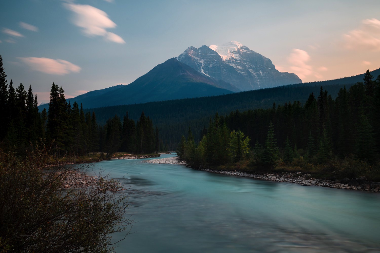 Setting sun on Mount Temple