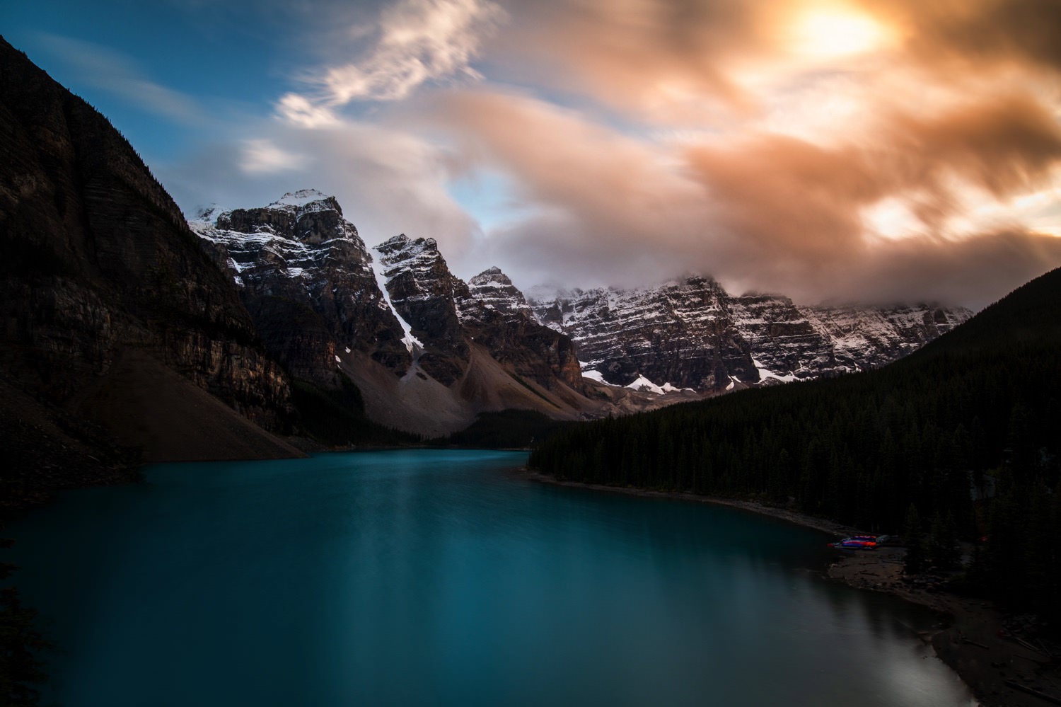 Sunset at Moraine Lake