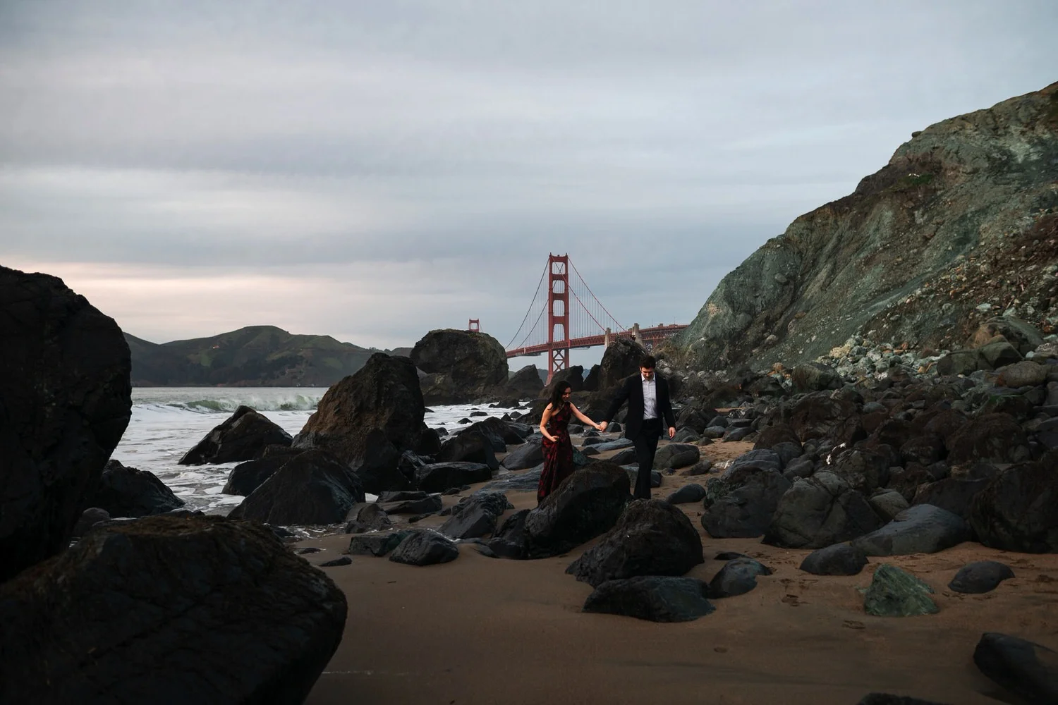 Golden Gate Bridge and Marshall's Beach Engagement Photos