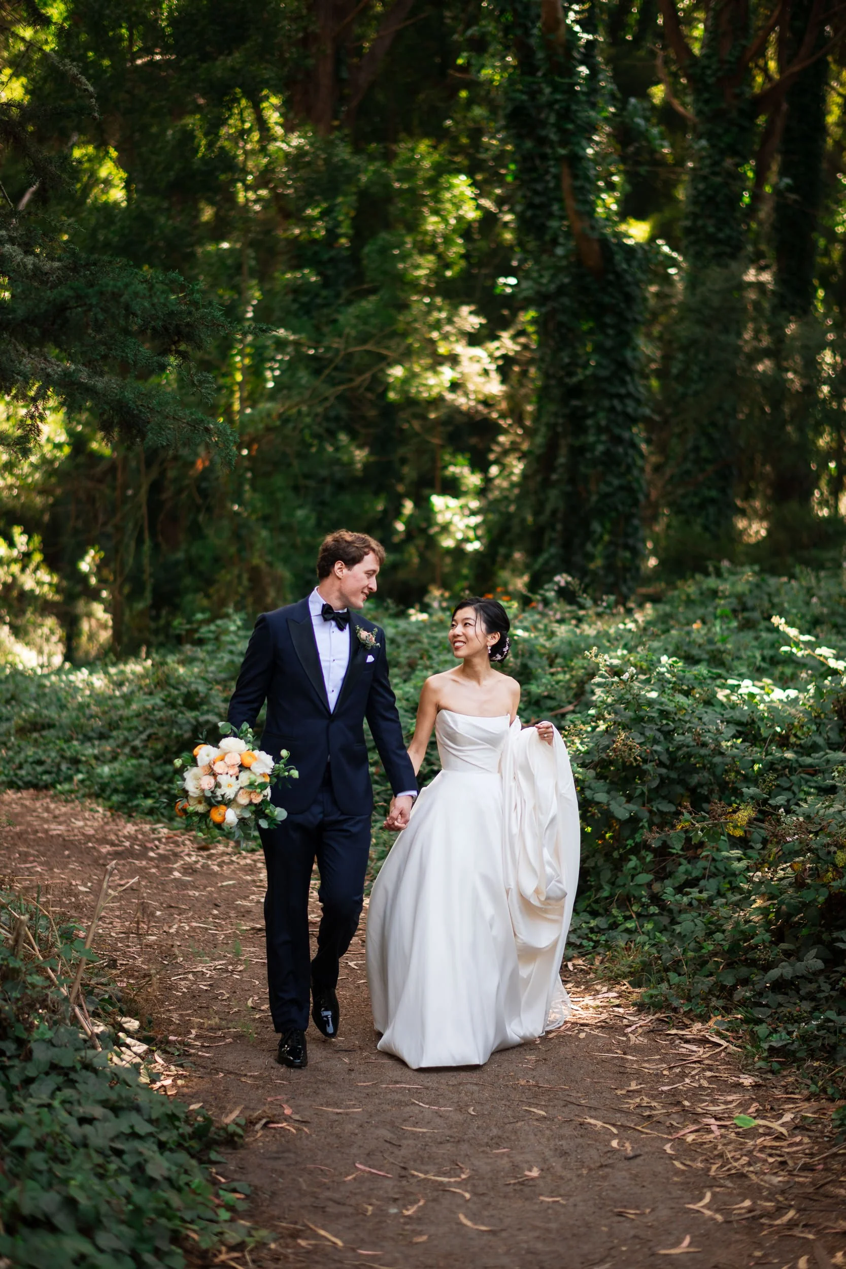 Bride and groom in the San Francisco Presidio