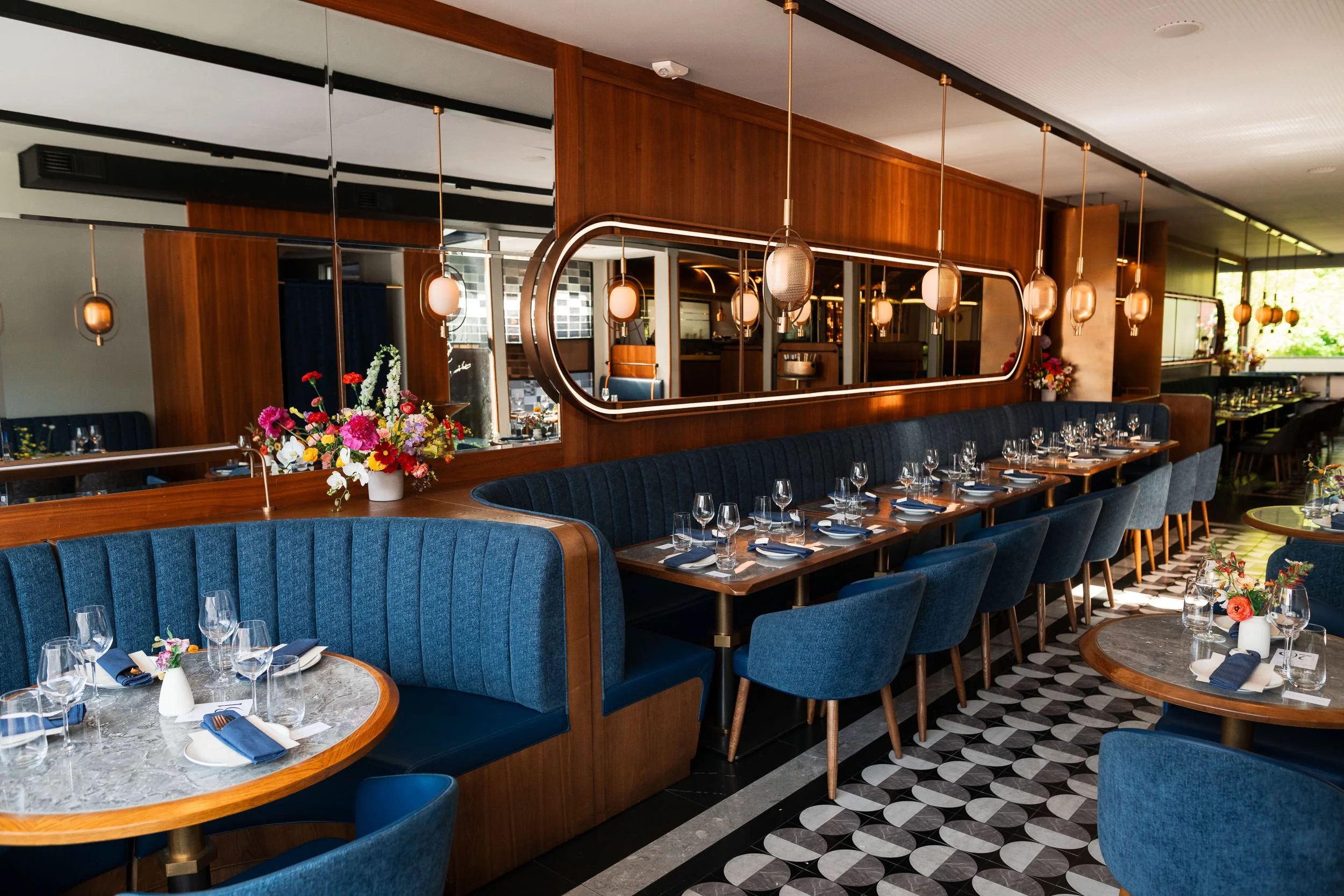 Wedding reception layout at the Blue Whale Restaurant and Lounge