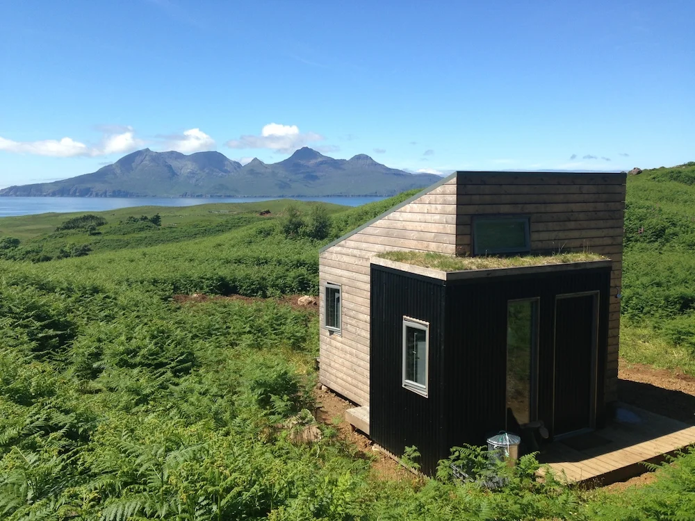 Sweeney's Bothy looking out to Rum