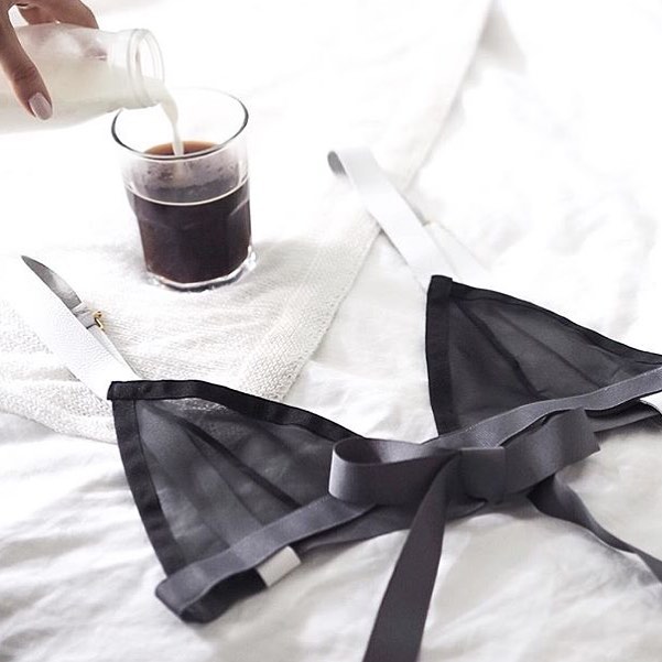 " fakander- The perfect morning. New gorgeous bra from @7962studio and coffee"