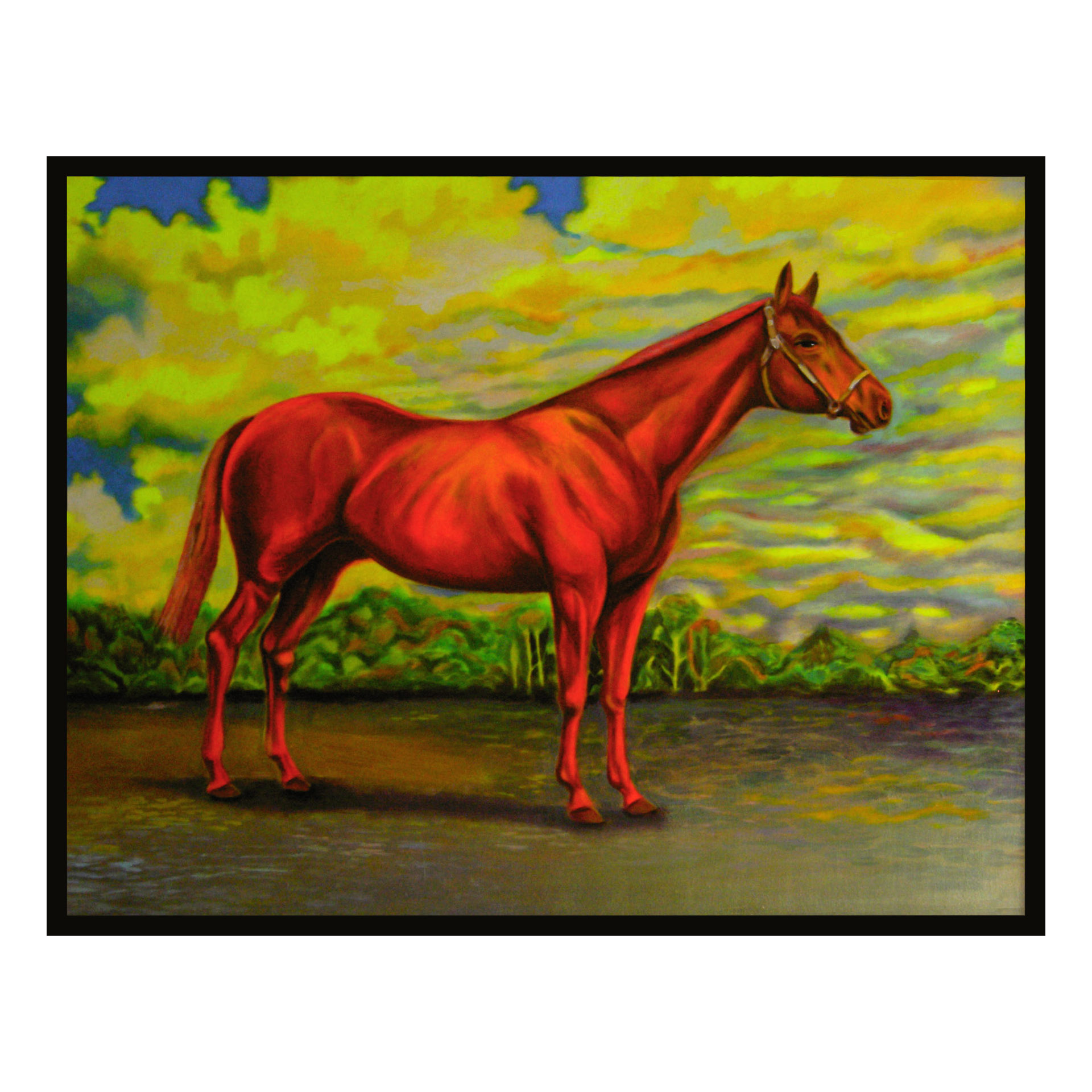  "Red Horse", fluorescent paint on board - &nbsp;2012 &nbsp;27"x33" 