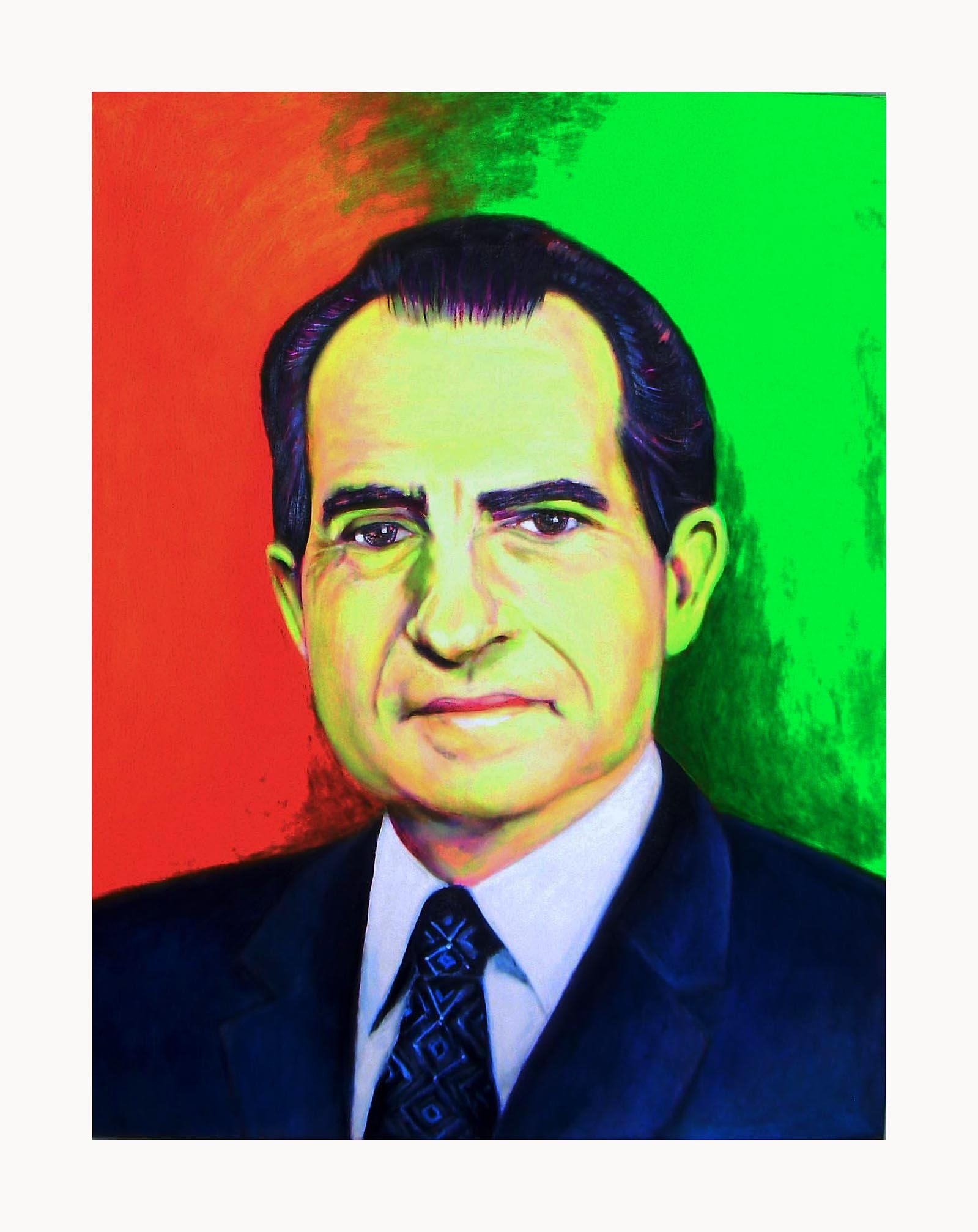  "Nixon", fluorescent paint on canvas - 2012 10"x14" 