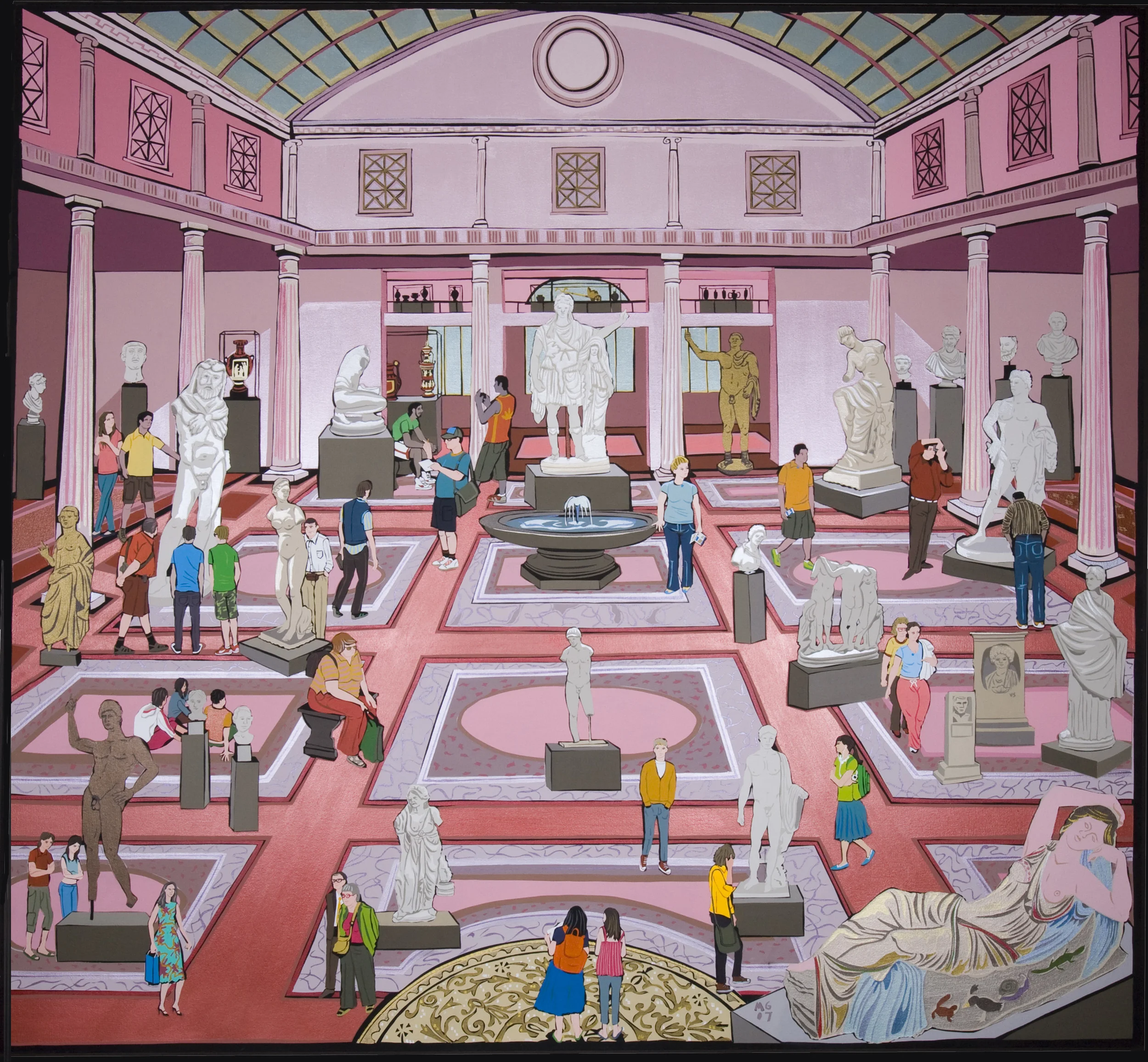 "The Roman Wing", house and metallic paint on canvas - 2009 64" x 66" 