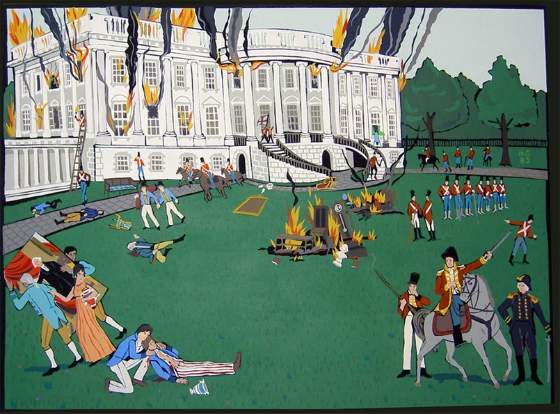   "The Brittish burning the Whitehouse, acrylic on canvas 2006 36"x48"  