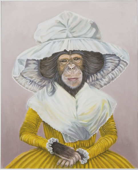  "Monkey Lady", house paint on canvas - 2012 24"x36" 