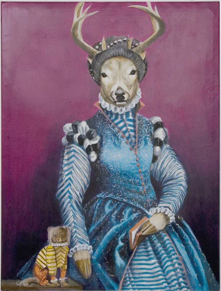 "Deer Lady", house paint on canvas - 2012 24"x36"